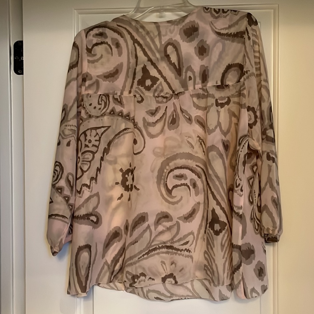 Lucky beautiful natural printed sheer long sleeve blouse - Picture 5 of 6